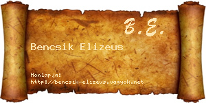 Bencsik Elizeus névjegykártya